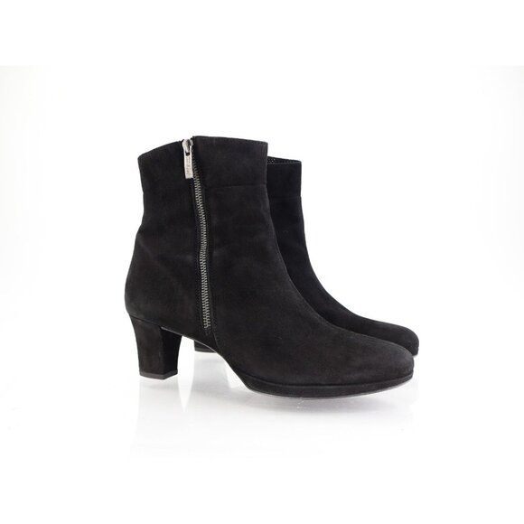 Paul Green Dottie Women's Boot Size 9.5 Mid Block Heel Black Suede Zip Up Bootie - Picture 1 of 11